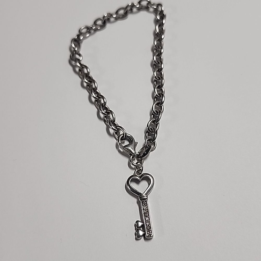 925 Diamond Key Charm 6 3/4" Bracelet
